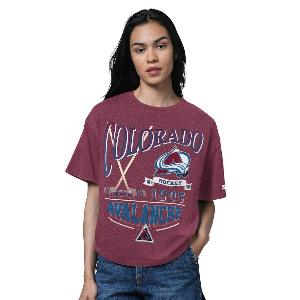 Colorado Avalanche Starter Women's Oversized Hall of Fame T-Shirt Heather Burgundy