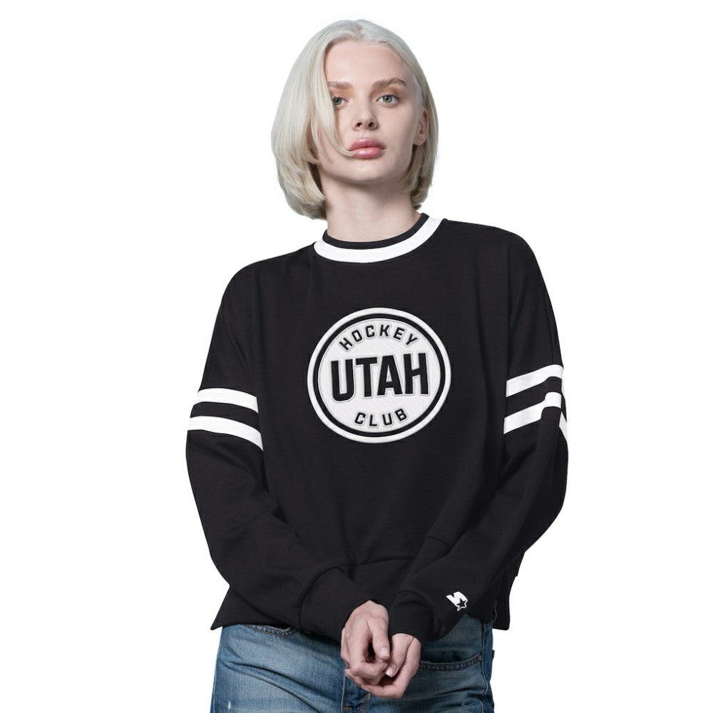 Utah Mammoth Starter Women's Rally Fleece Cropped Sweatshirt Black