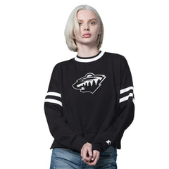 Minnesota Wild Starter Women's Rally Fleece Cropped Sweatshirt Black