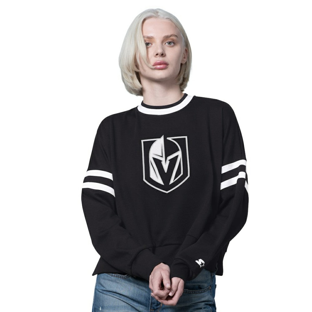 Vegas Golden Knights Starter Women's Rally Fleece Cropped Sweatshirt Black
