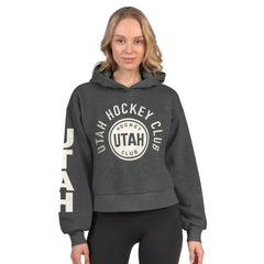 Utah Mammoth Starter Women's Star Player Cropped Fleece Hoodie Heather Charcoal
