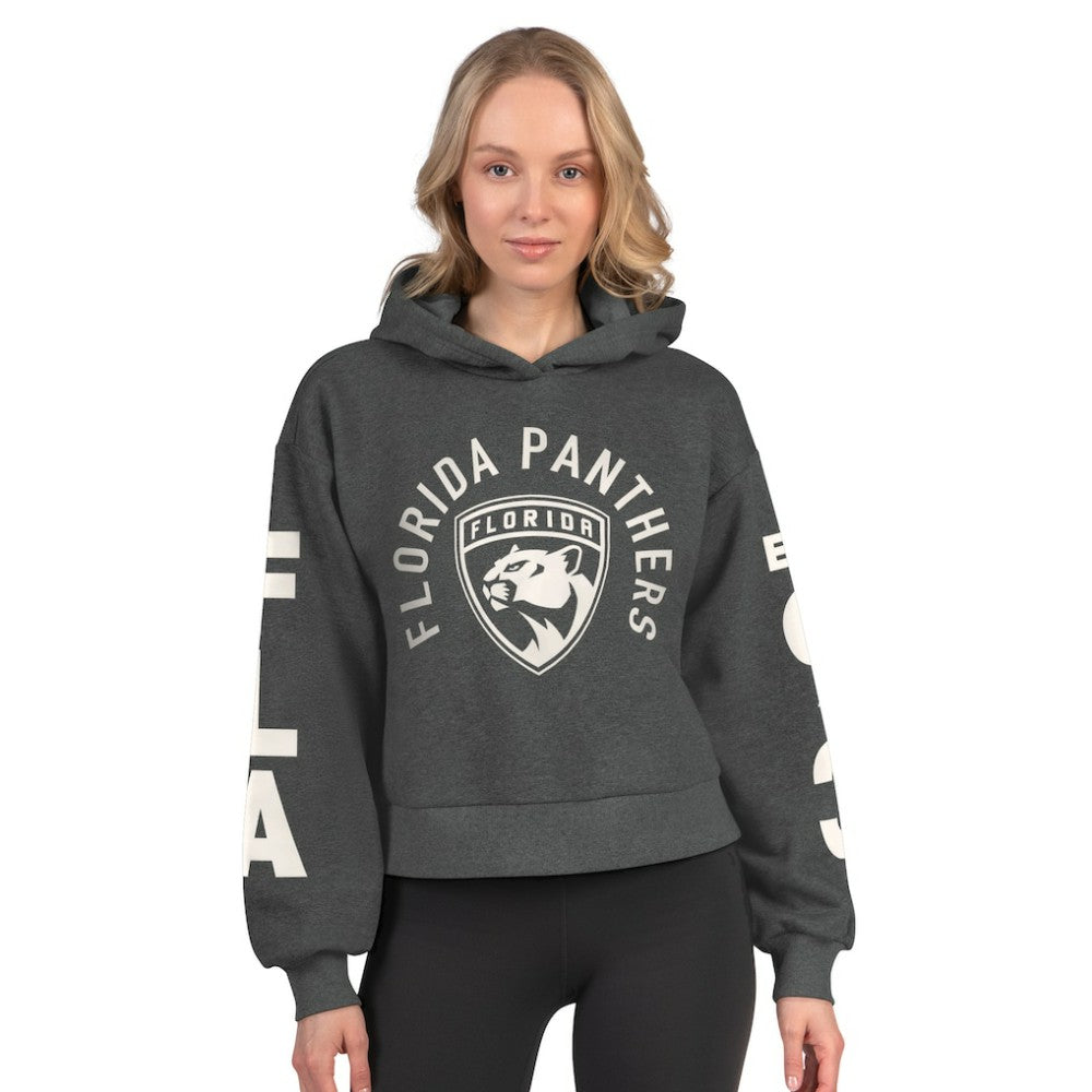 Florida Panthers Starter Women's Star Player Cropped Fleece Hoodie Heather Charcoal