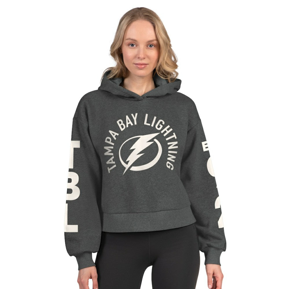 Tampa Bay Lightning Starter Women's Star Player Cropped Fleece Hoodie Heather Charcoal