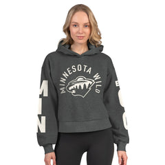 Minnesota Wild Starter Women's Star Player Cropped Fleece Hoodie Heather Charcoal