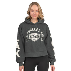 Los Angeles Kings Starter Women's Star Player Cropped Fleece Hoodie Heather Charcoal