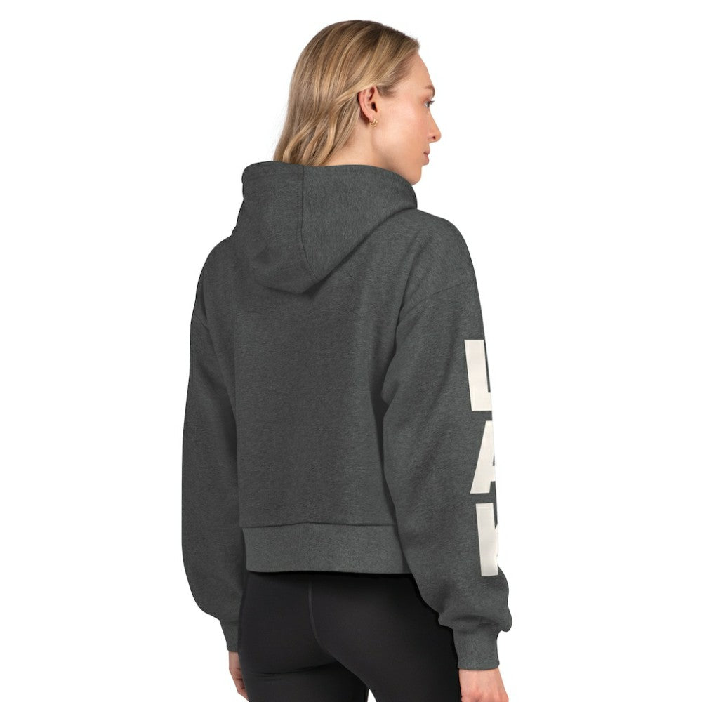 Los Angeles Kings Starter Women's Star Player Cropped Fleece Hoodie Heather Charcoal