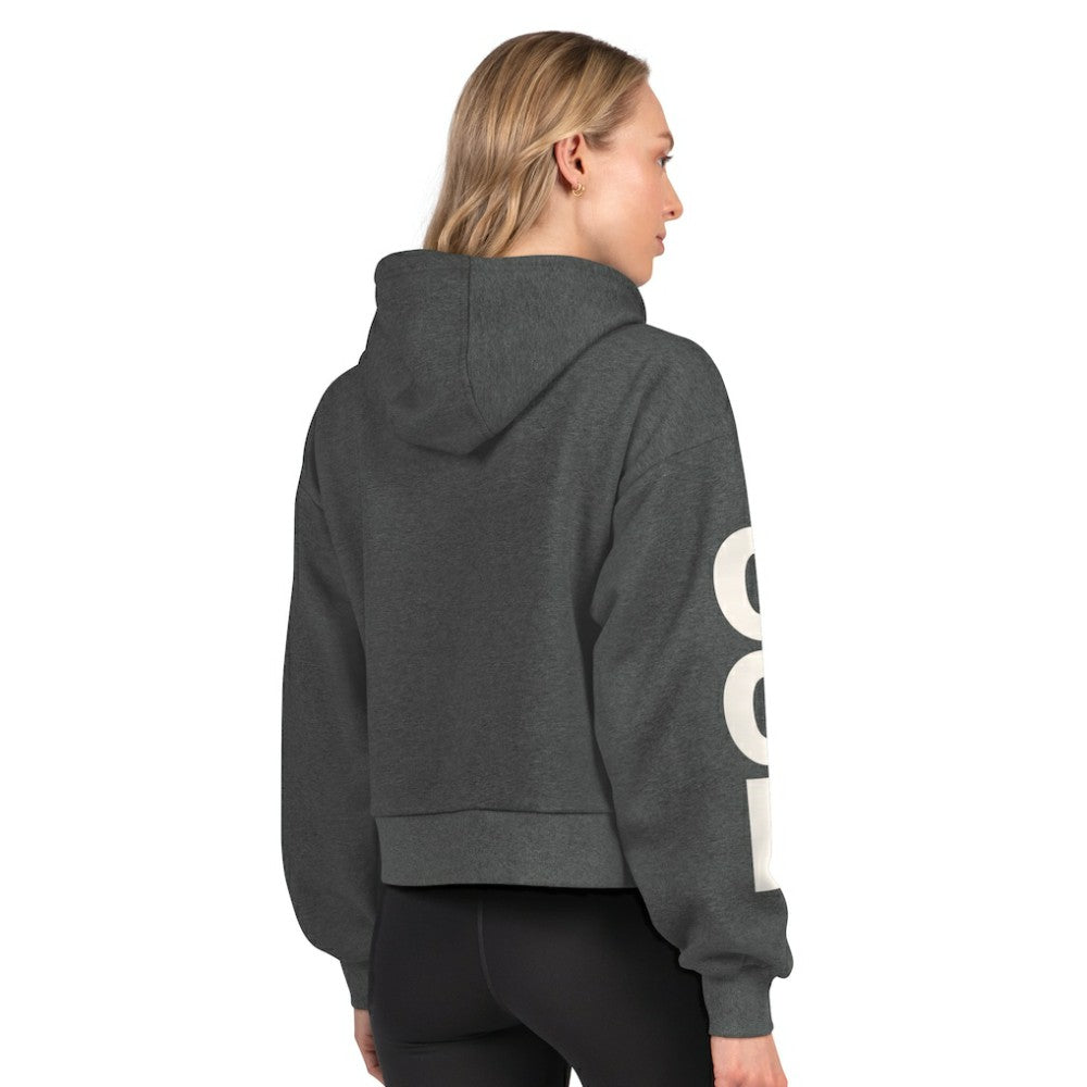 Colorado Avalanche Starter Women's Star Player Cropped Fleece Hoodie Heather Charcoal