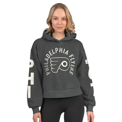 Philadelphia Flyers Starter Women's Star Player Cropped Fleece Hoodie Heather Charcoal