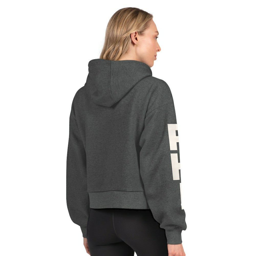 Philadelphia Flyers Starter Women's Star Player Cropped Fleece Hoodie Heather Charcoal