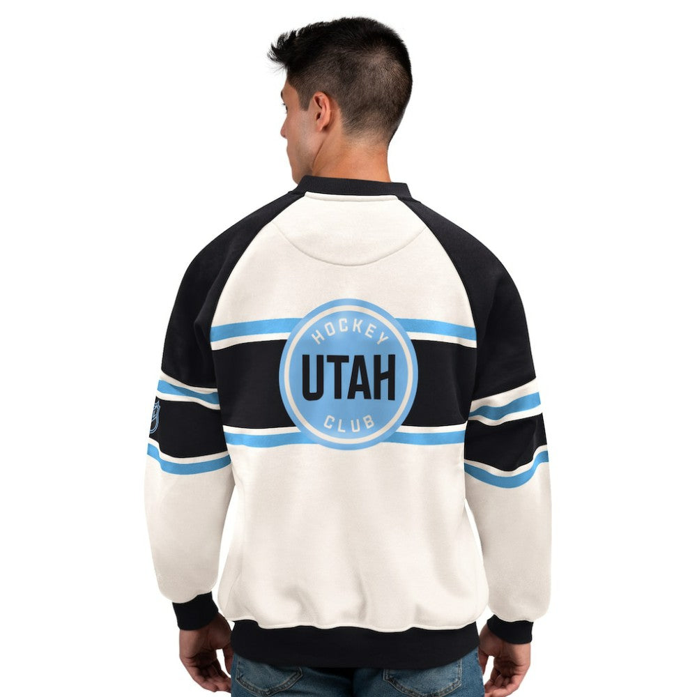 Utah Mammoth Starter Male Adult Defense Fleece Crewneck Sweatshirt White