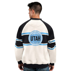 Utah Mammoth Starter Male Adult Defense Fleece Crewneck Sweatshirt White
