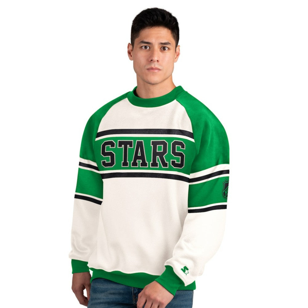 Dallas Stars Starter Male Adult Defense Fleece Crewneck Sweatshirt White