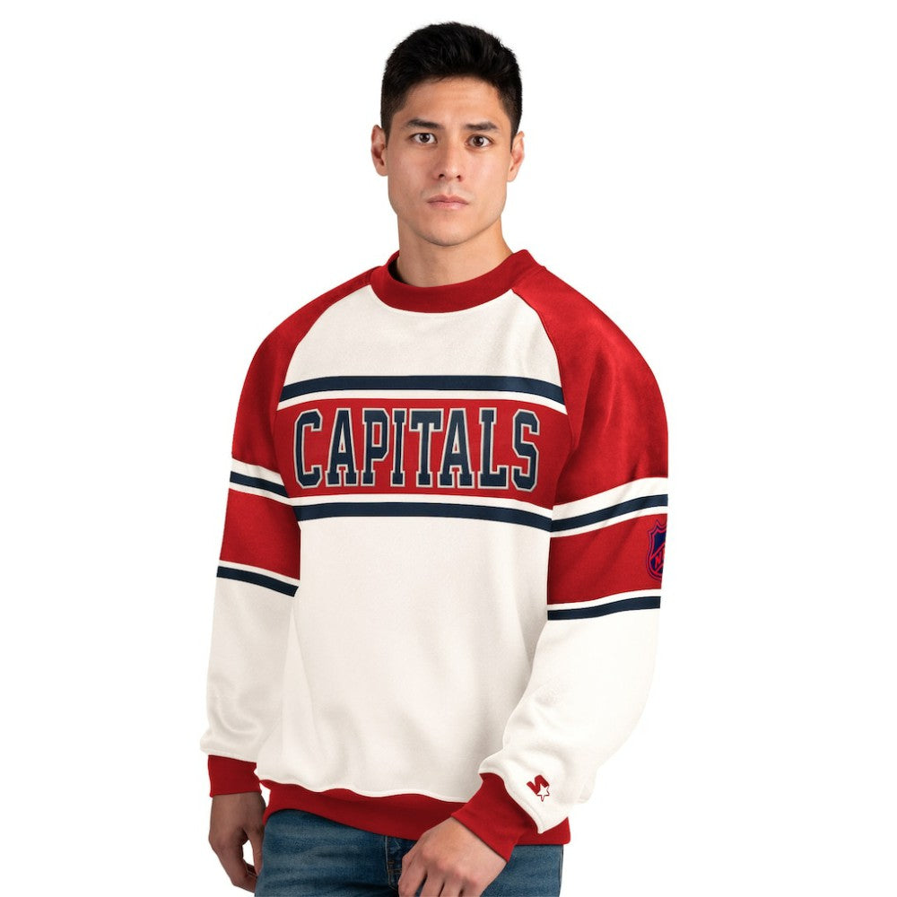 Washington Capitals Starter Male Adult Defense Fleece Crewneck Sweatshirt White