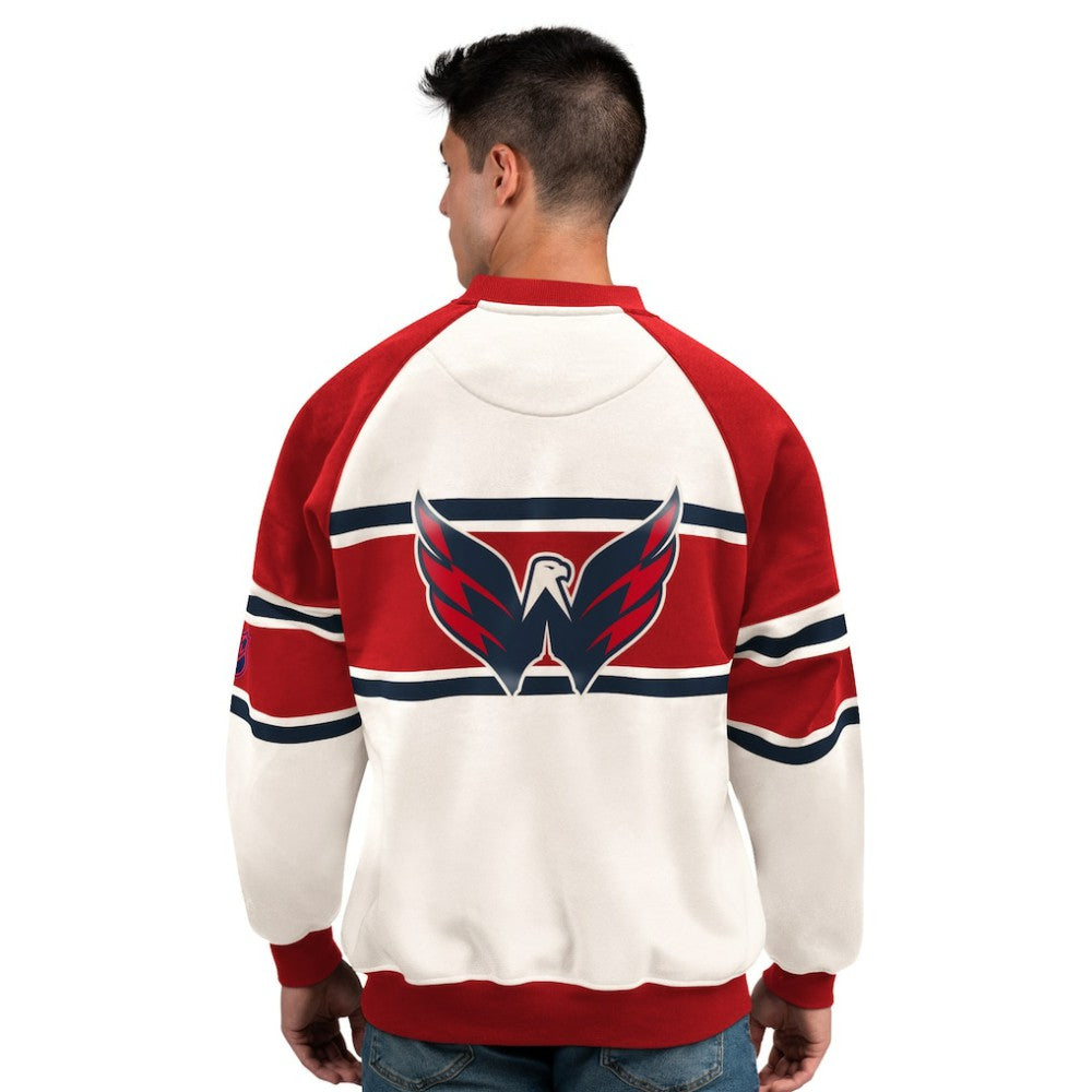 Washington Capitals Starter Male Adult Defense Fleece Crewneck Sweatshirt White