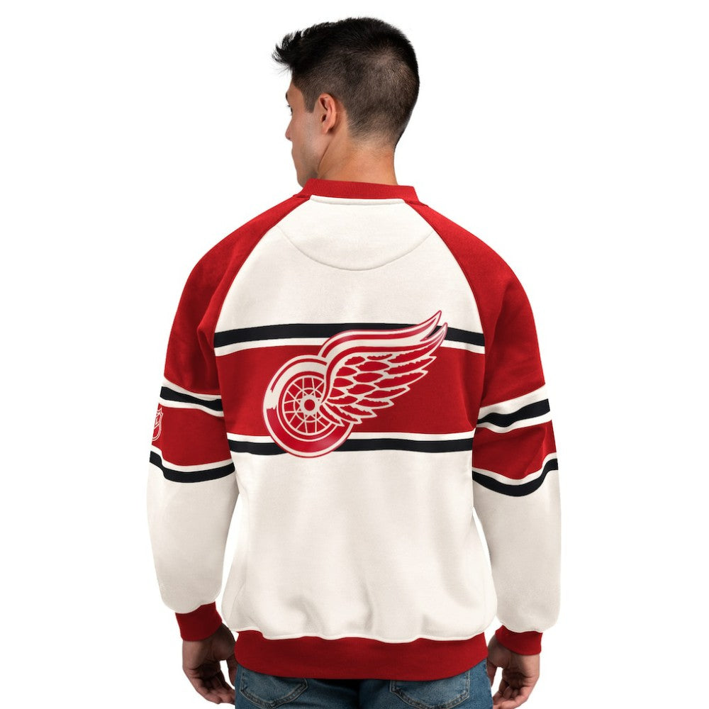 Detroit Red Wings Starter Male Adult Defense Fleece Crewneck Sweatshirt White