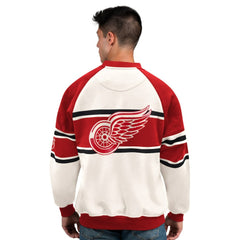 Detroit Red Wings Starter Male Adult Defense Fleece Crewneck Sweatshirt White