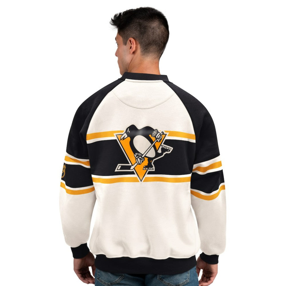 Pittsburgh Penguins Starter Male Adult Defense Fleece Crewneck Sweatshirt White