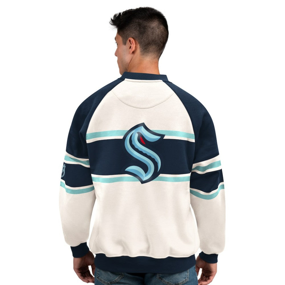 Seattle Kraken Starter Male Adult Defense Fleece Crewneck Sweatshirt White