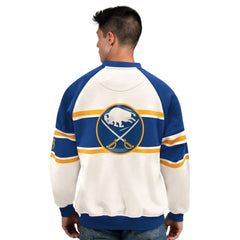 Buffalo Sabres Starter Male Adult Defense Fleece Crewneck Sweatshirt White