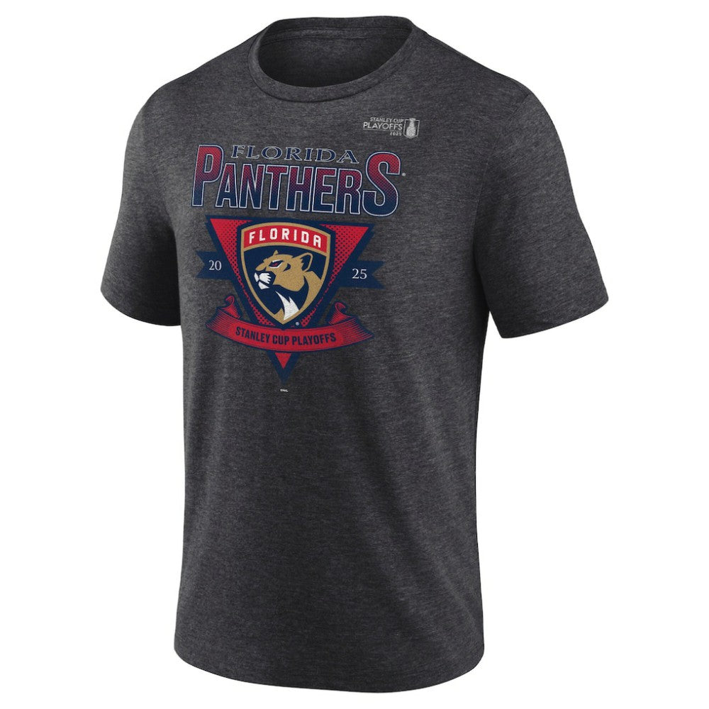 Florida Panthers Fanatics 2025 Stanley Cup Playoffs Crossbar Tri-Blend T-Shirt Heather Charcoal