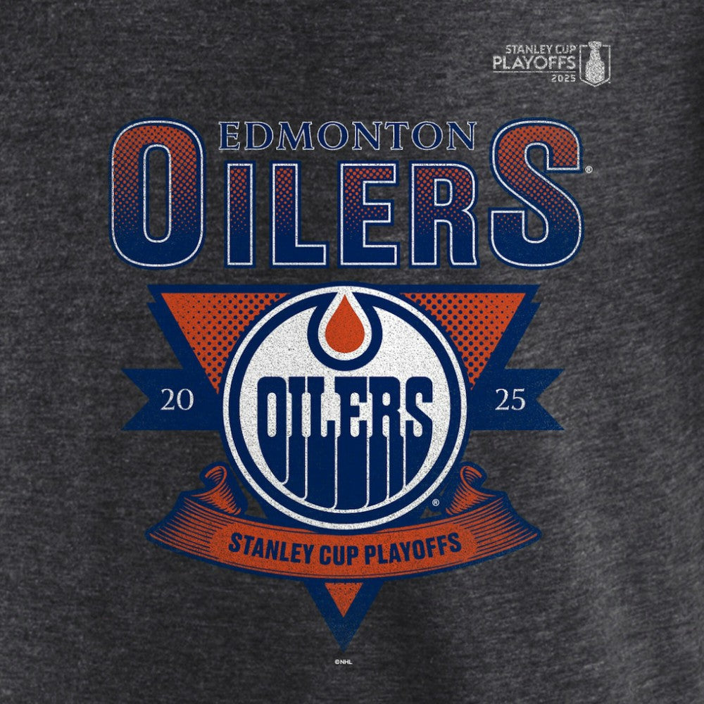 Edmonton Oilers Fanatics 2025 Stanley Cup Playoffs Crossbar Tri-Blend T-Shirt Heather Charcoal