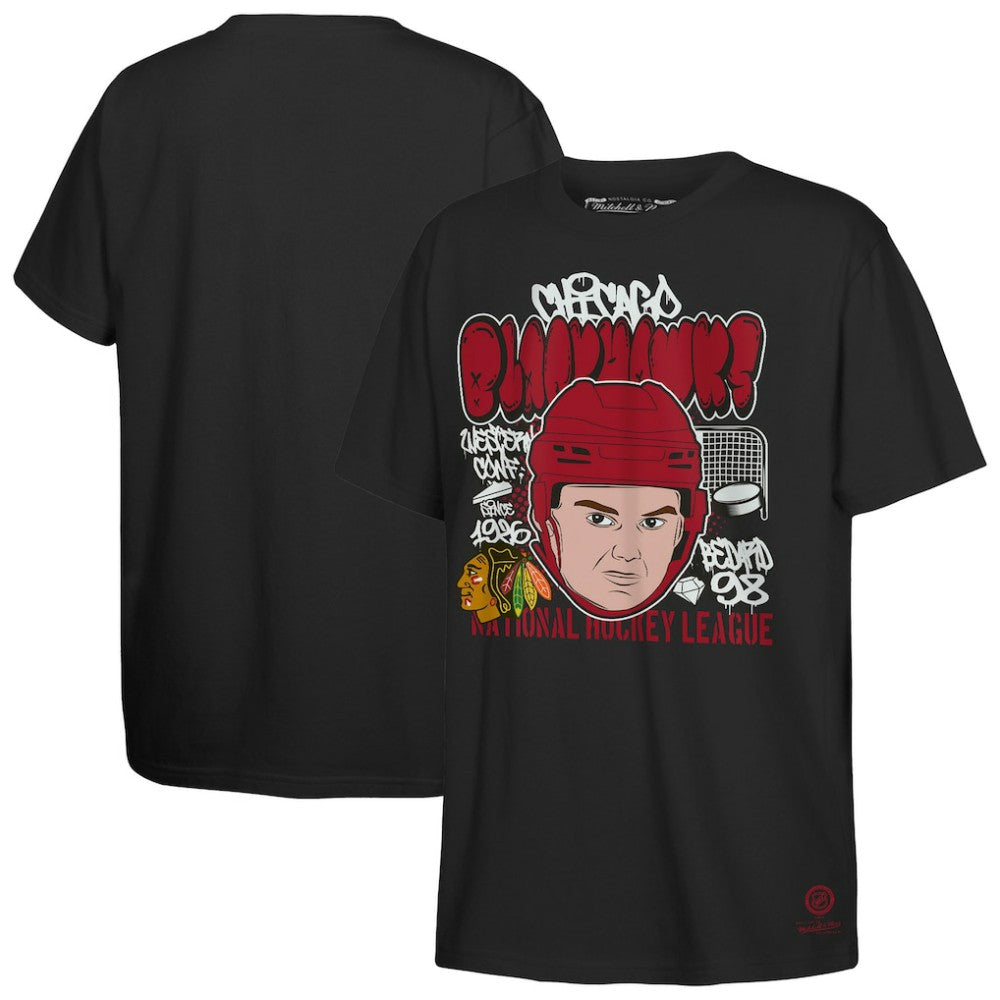 Connor Bedard Chicago Blackhawks Mitchell & Ness Youth Caricature T-Shirt Black