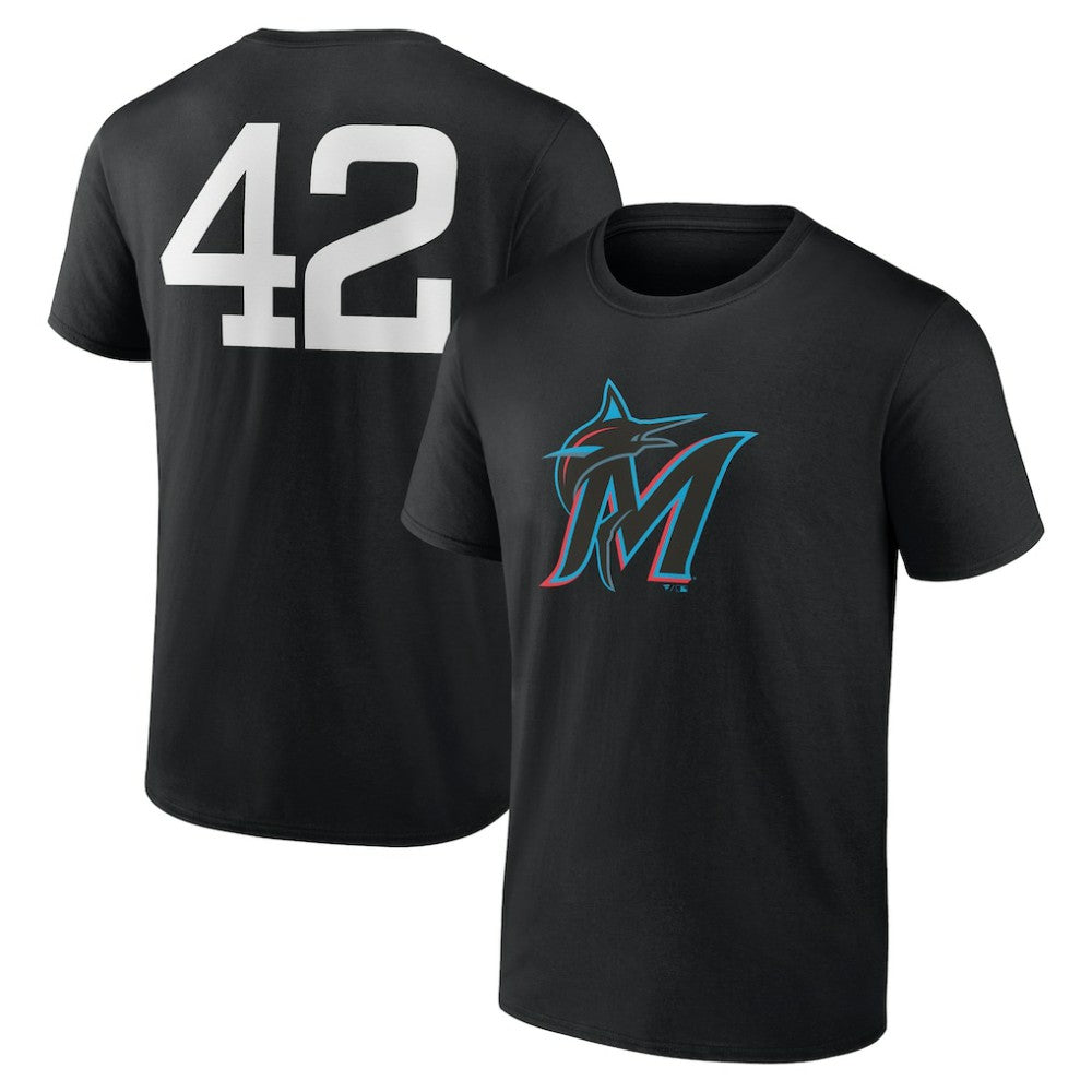 Miami Marlins Jackie Robinson Day Name & Number T-Shirt Black