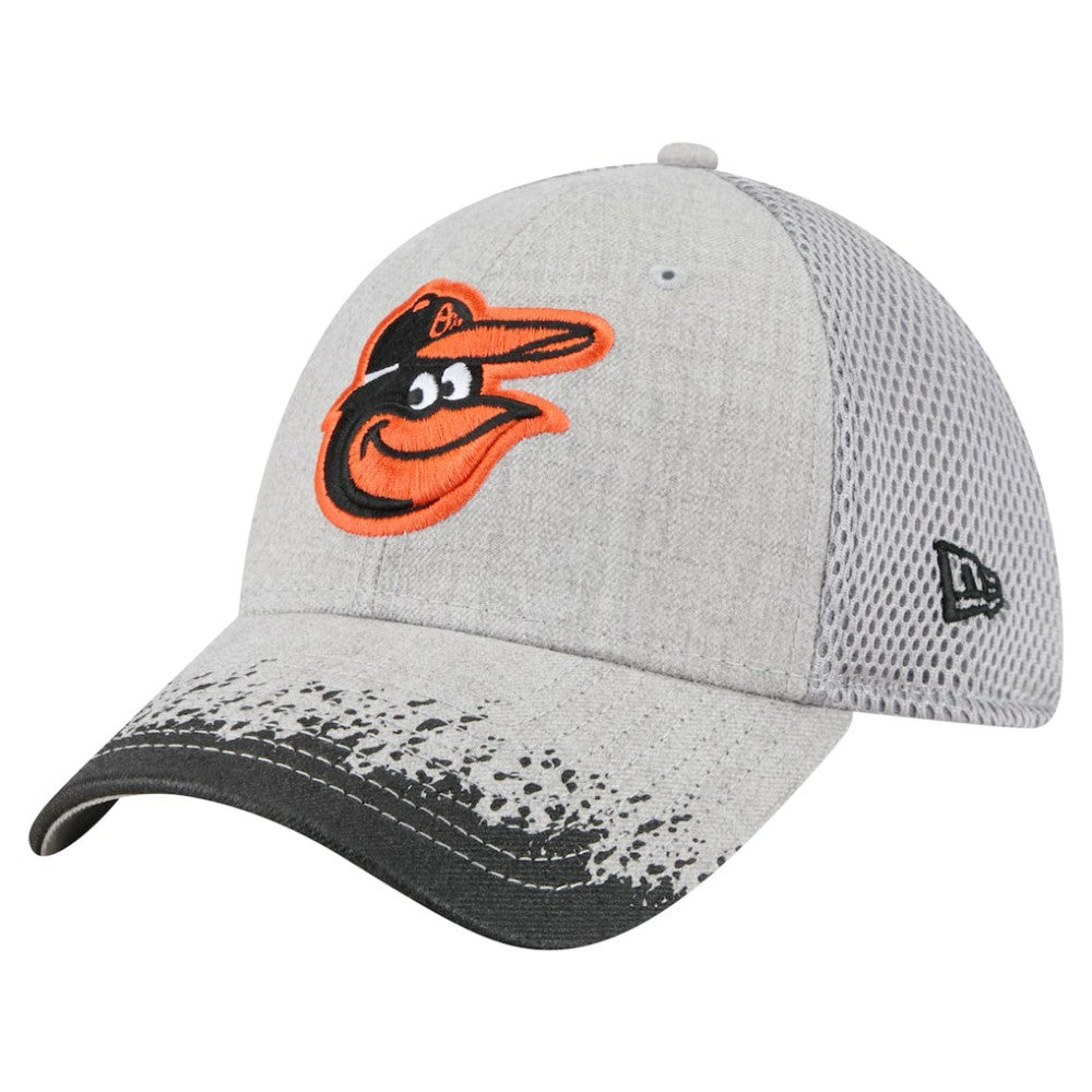 Baltimore Orioles Visor Paint Splatter 39THIRTY Flex Hat Gray | New Era