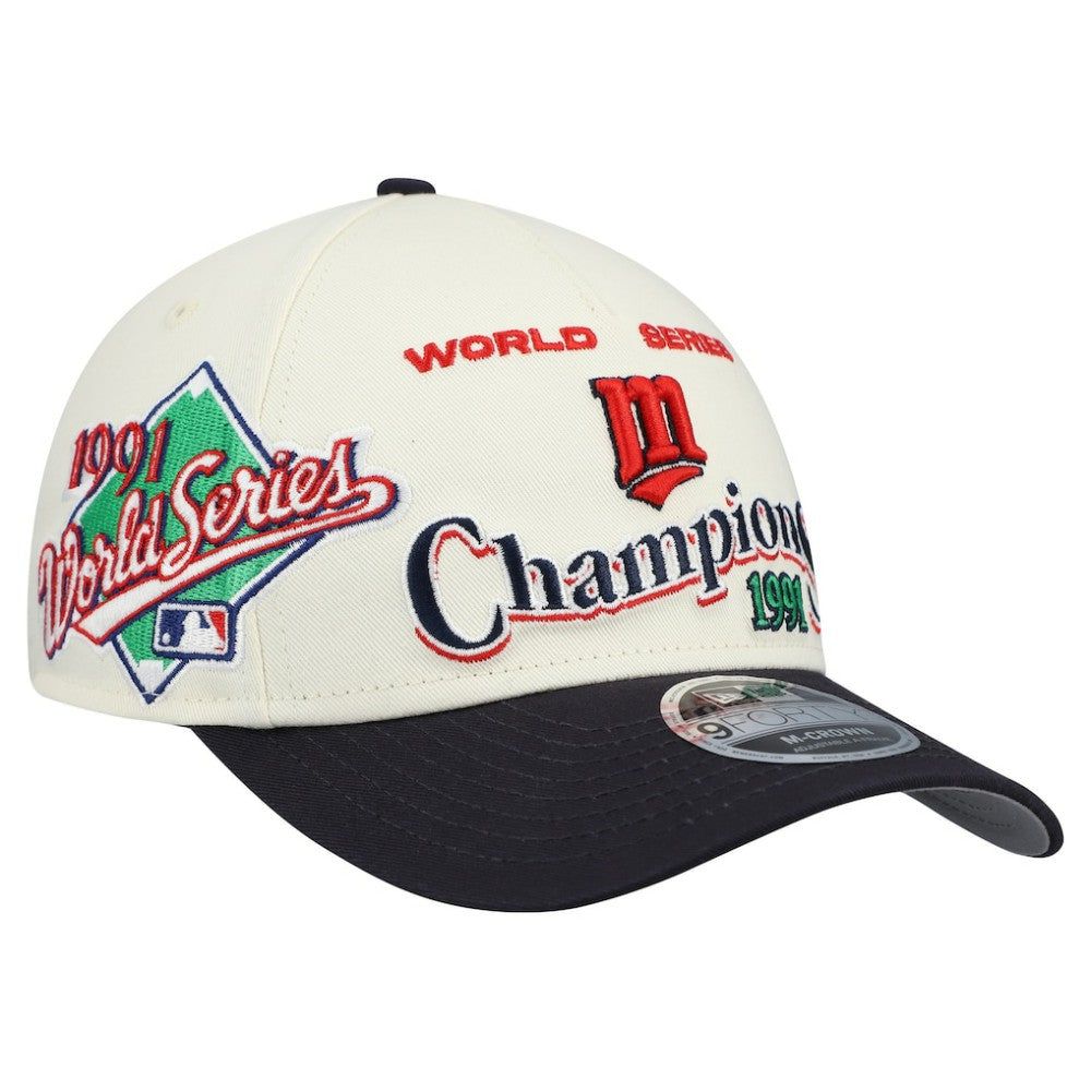 Minnesota Twins World Series 9FORTY M-Crown Adjustable Hat Cream/Navy | New Era
