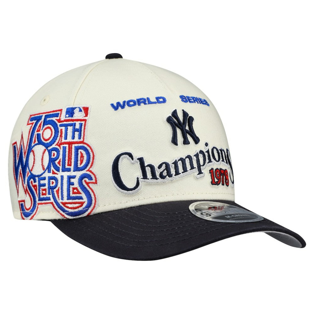 New York Yankees World Series 9FORTY M-Crown A-Frame Adjustable Hat Cream/Navy | New Era