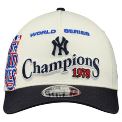 New York Yankees World Series 9FORTY M-Crown A-Frame Adjustable Hat Cream/Navy | New Era