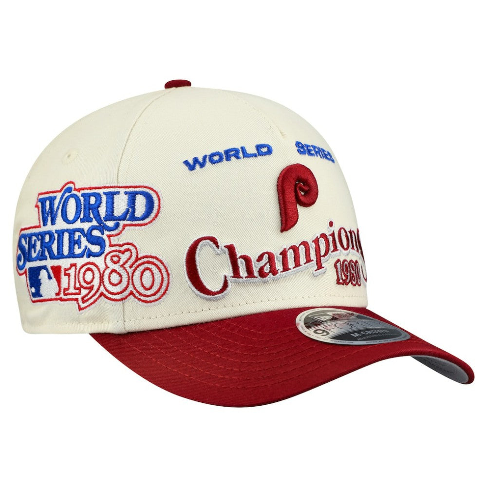 Philadelphia Phillies World Series 9FORTY M-Crown A-Frame Adjustable Hat Cream/Red | New Era