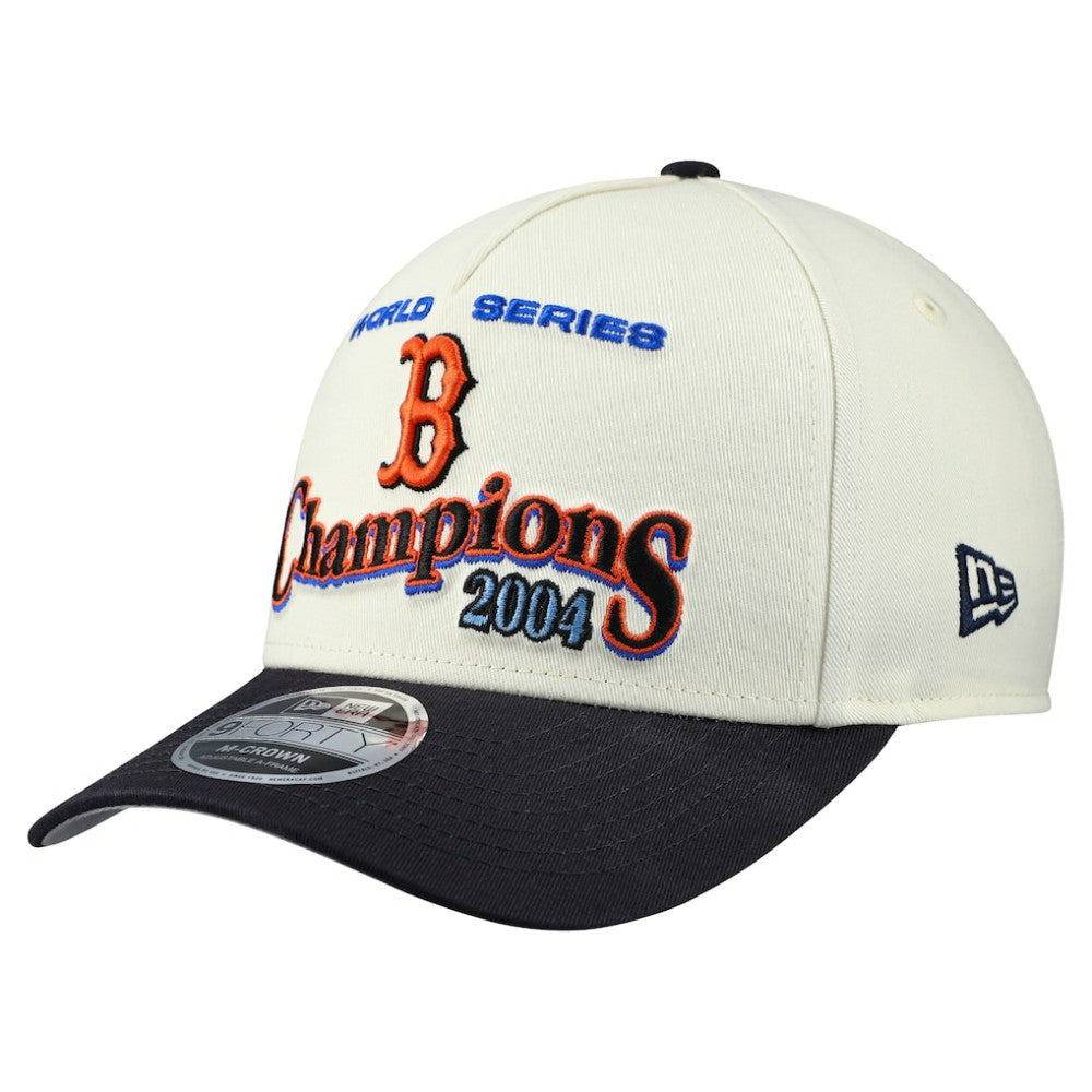 Boston Red Sox World Series 9FORTY M-Crown A-Frame Adjustable Hat Cream/Navy | New Era
