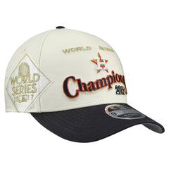 Houston Astros World Series 9FORTY M-Crown A-Frame Adjustable Hat Cream/Navy | New Era