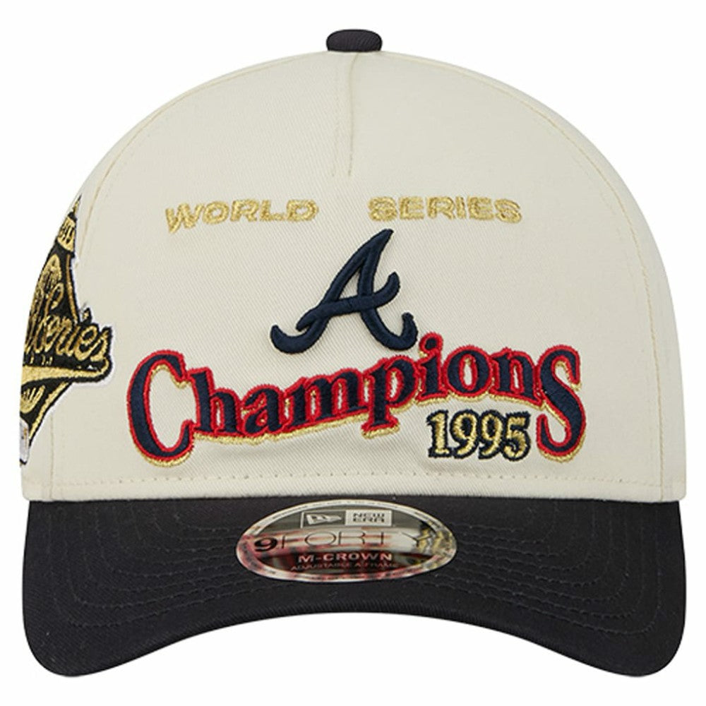 Atlanta Braves World Series 9FORTY M-Crown Adjustable Hat Cream/Navy | New Era