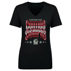 Mexico National Team 500 Level Women's Contigo Siempre Vintage V-Neck T-Shirt Black