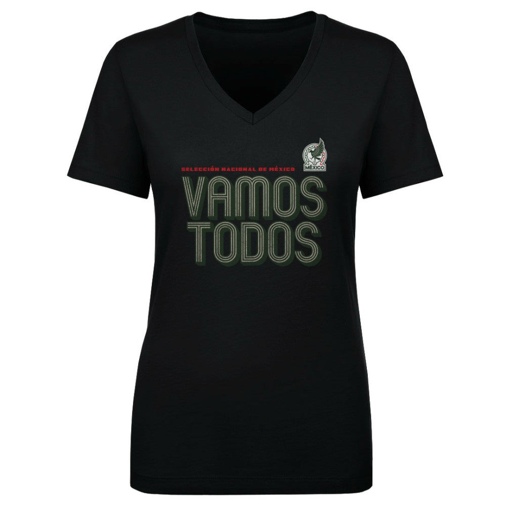 Mexico National Team 500 Level Women's Vamos Todos Inline Bold V-Neck T-Shirt Black