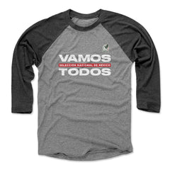 Mexico National Team 500 Level Vamos Todos 3/4-Sleeve Tri-Blend Baseball T-Shirt Black/Heather Gray