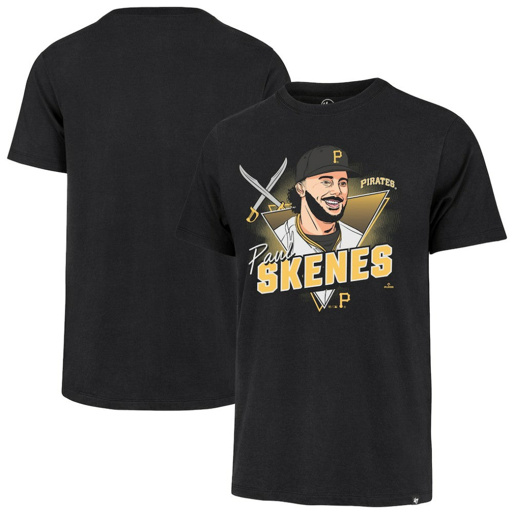 Paul Skenes Pittsburgh Pirates Player Caricature Franklin T-Shirt Black | 47 brand