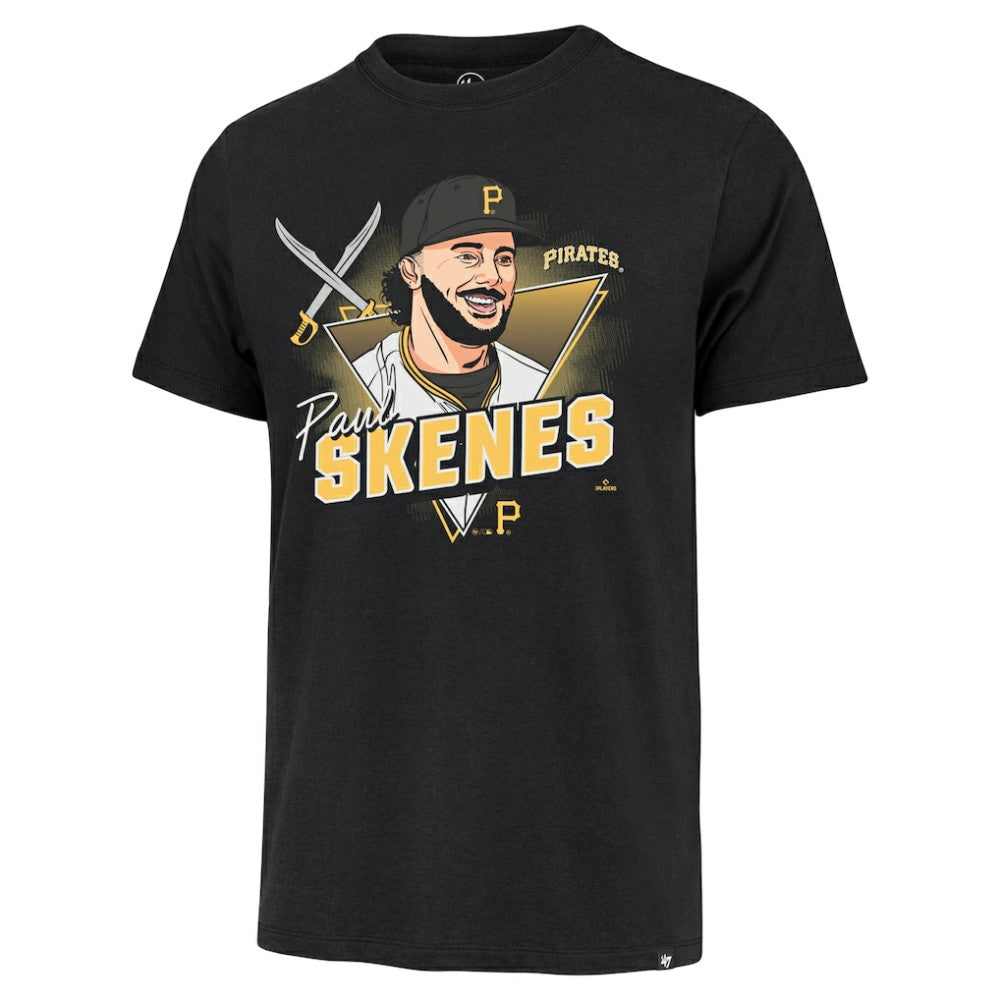 Paul Skenes Pittsburgh Pirates Player Caricature Franklin T-Shirt Black | 47 brand