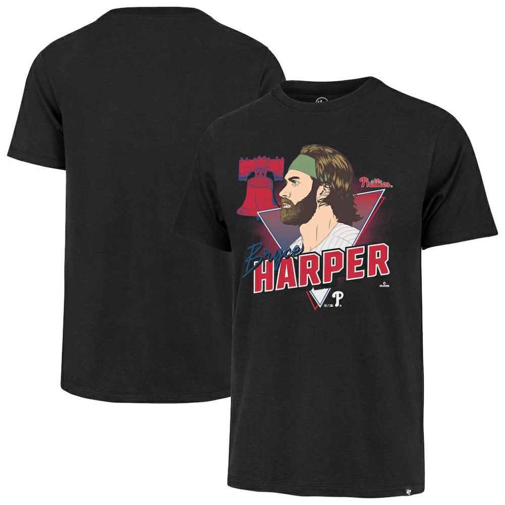Bryce Harper Philadelphia Phillies Player Caricature Franklin T-Shirt Black | 47 brand