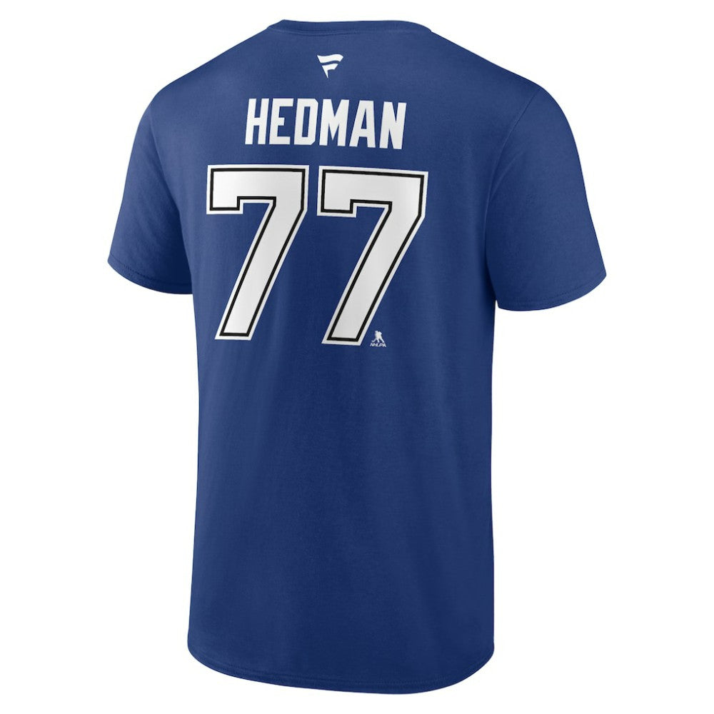 Victor Hedman Tampa Bay Lightning Fanatics Authentic Stack Name & Number T-Shirt Blue
