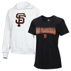 San Francisco Giants G-III 4Her by Carl Banks Women's T-Shirt and Hoodie Combo Pack Black/Bright Heather Ceramic