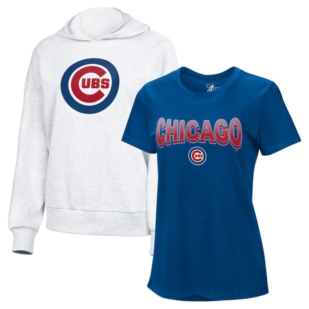 Chicago Cubs G-III 4Her by Carl Banks Women's T-Shirt and Hoodie Combo Pack Royal/Bright Heather Ceramic