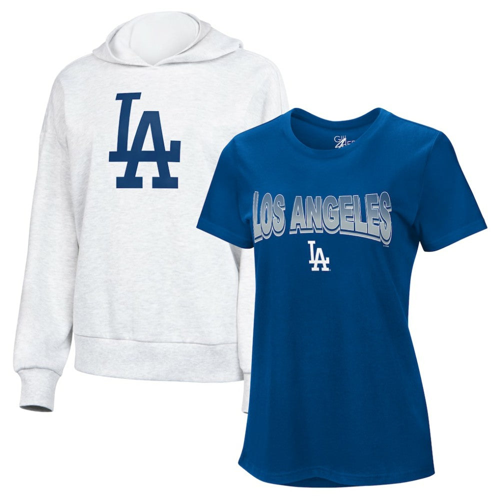 Los Angeles Dodgers G-III 4Her by Carl Banks Women's T-Shirt and Hoodie Combo Pack Royal/Bright Heather Ceramic