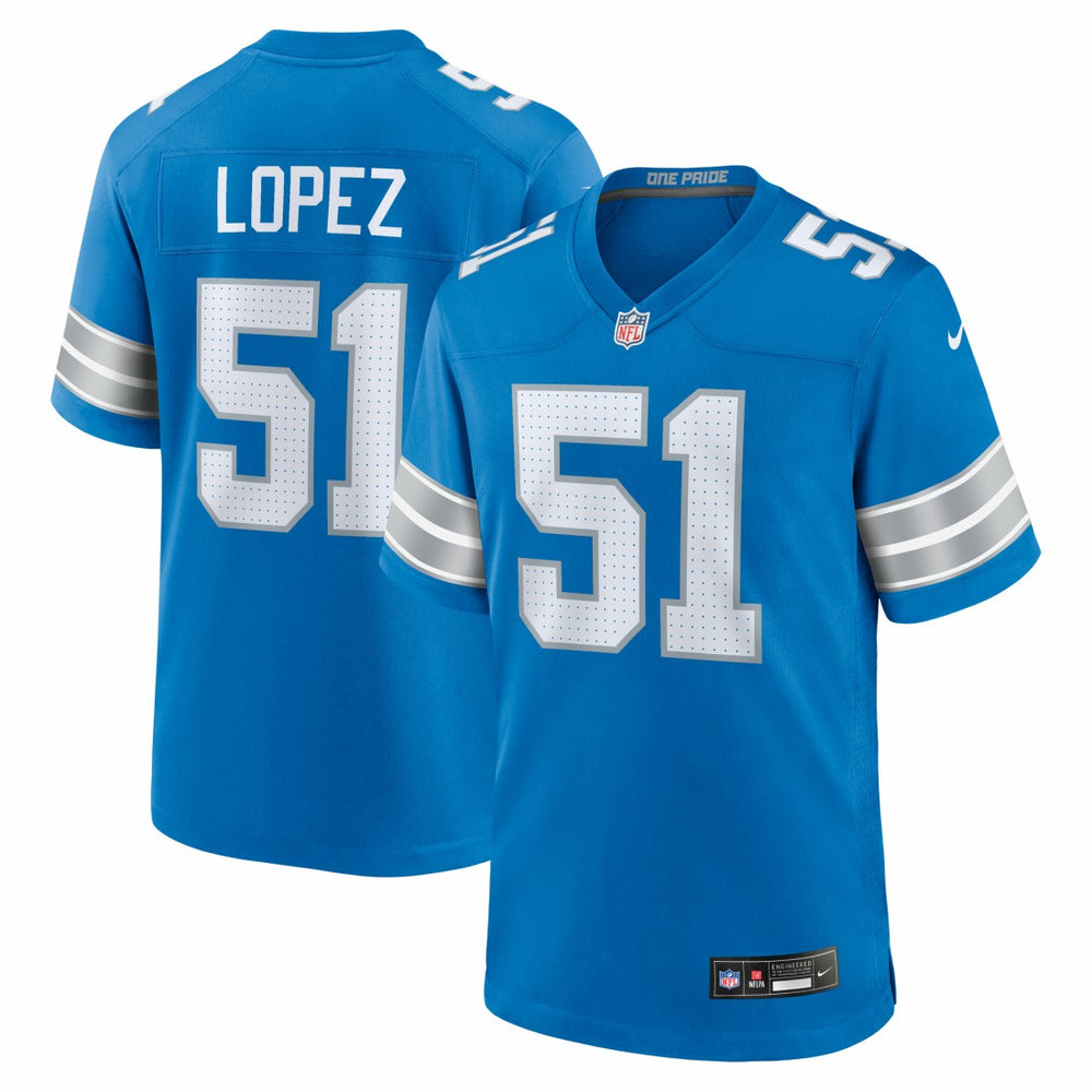 Roy Lopez Detroit Lions Team Game Jersey - Blue
