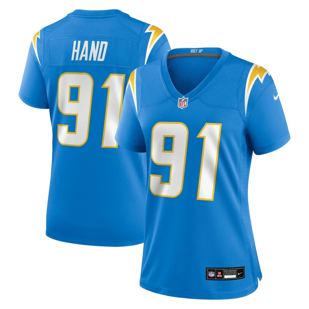 Da'Shawn Hand Los Angeles Chargers Women's Team Game Jersey - Powder Blue