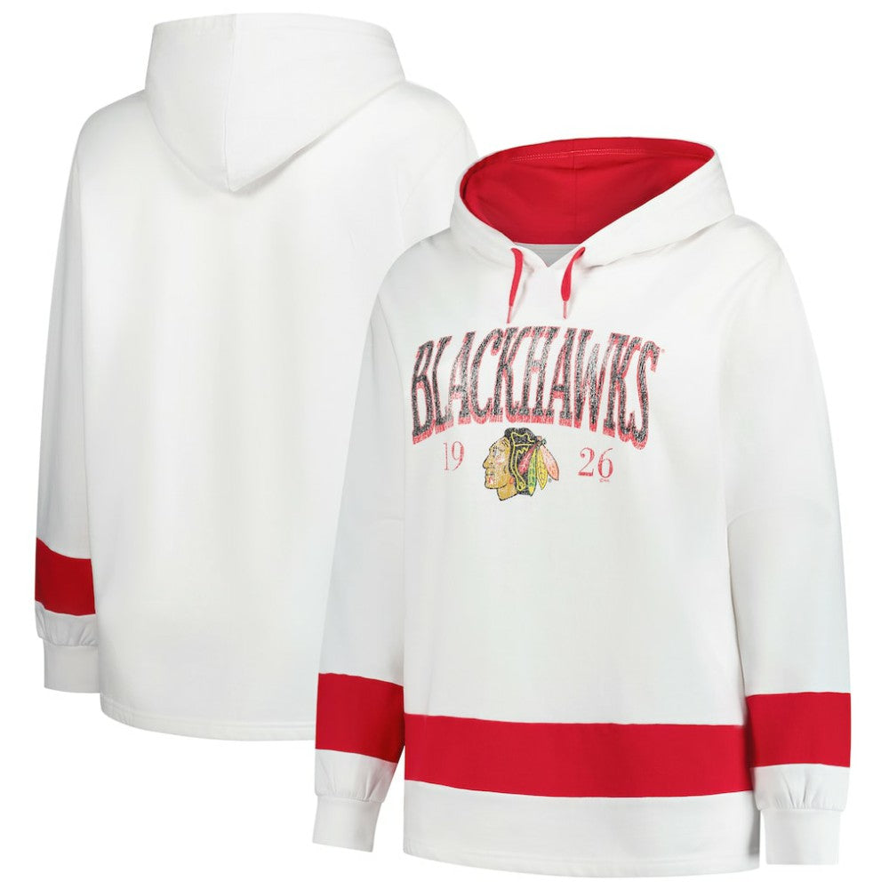 Chicago Blackhawks Profile Women's Plus Size Hoodie White