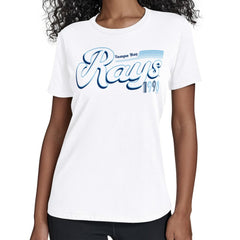 Tampa Bay Rays Starter Women's Groovy Script Team Fitted T-Shirt White