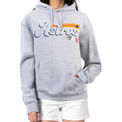 Houston Astros Starter Women's Groovy Script Team Fleece Pullover Hoodie Gray